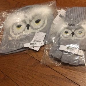 NWT Kate Spade owl hat and mittens
